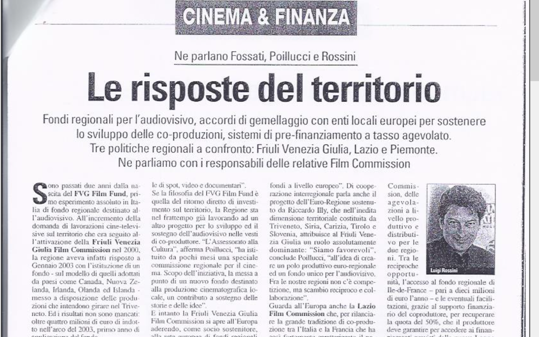 CINEMA & VIDEO: LE RISPOSTE DEL TERRITORIO