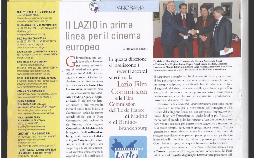 PROFILM ITALIA: “IL LAZIO IN PRIMA LINEA PER IL CINEMA EUROPEO”